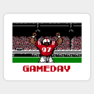 Red and White Football Gameday Retro 8 Bit Linebacker Magnet